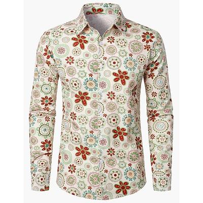 Retro Vintage Boho 1970er Hemd Hippie Blumen Herren Halloween Karneval Musikfestival Retro-Mottoparty Erwachsene Hemd Image