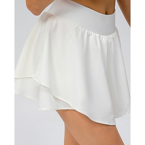 Damen Einfarbig Lässiger Rock Tennisröcke mit Shorts Geschichtet Feuchtigkeitsableitend Atmungsaktiv Tennis Golfspiel Pickleball Hellgelb Schwarz Weiß Tennisbekleidung Image