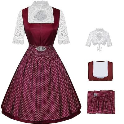 Karneval Oktoberfestbier Kostüm Kleid Dirndl Dienstmädchen Bayerisch Wiesn Damen Party Bier Festival Stoff im traditionellen Stil Image