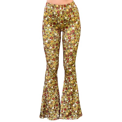 Retro Vintage Boho 1970er Schlaghosen Schlag-Leggings Disco Hohe Taille Blumen Kostüm Damen Halloween Karneval Urlaub Musikfestival Festival Erwachsene Hose Image