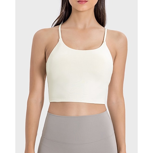 Damen Einfarbig Tennis-BH Ärmellos Stoßfest Atmungsaktiv Tennis Golfspiel Pickleball Träger Weiß Orange Braun Tennisbekleidung Image