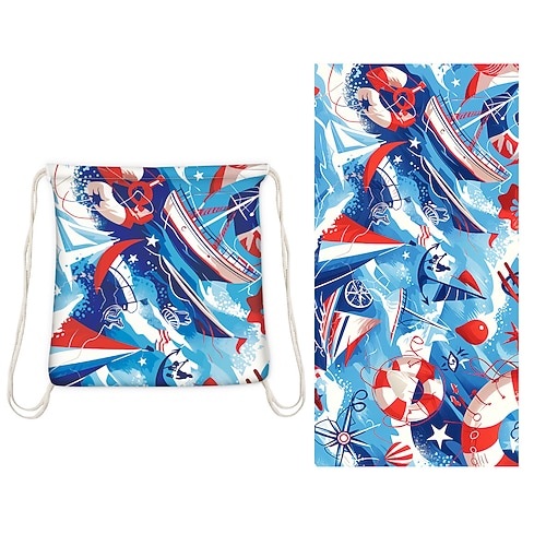 bedrucktes Strandtuch, leichte, schnelltrocknende, sandfreie Stranddecke, ideal für Reisen, Pool und den Einsatz im Freien Image