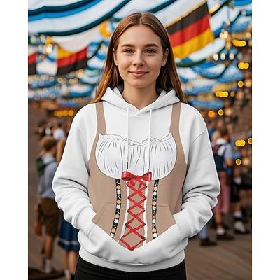 Oktoberfestbier Kapuzensweatshirt Druck Fronttasche Grafik Für Damen Erwachsene Karneval Oktoberfestbier 3D-Druck Urlaub Party Image