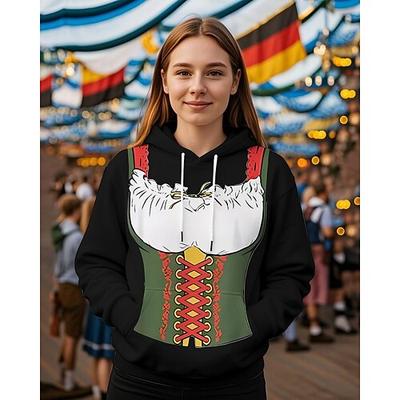 Oktoberfestbier Kapuzensweatshirt Druck Fronttasche Grafik Für Damen Erwachsene Karneval Oktoberfestbier 3D-Druck Urlaub Party Image