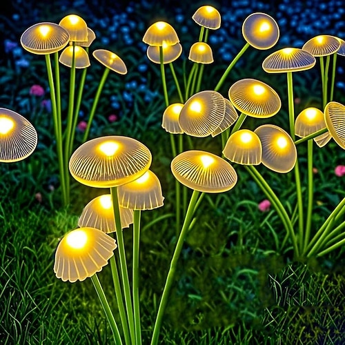 2 stücke solar pilz pfad licht im freien rasen licht wasserdicht garten licht haus hof camping urlaub landschaft dekoration licht Image