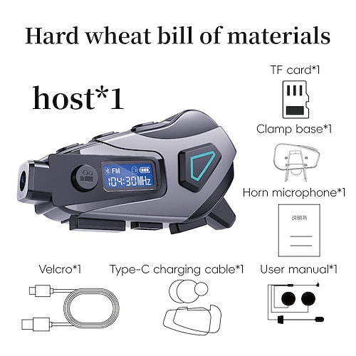 K10 Helm-Bluetooth-Headset mit DVR-Aufzeichnung, FM-Radio, Sprachassistent, CVC-Rauschunterdrückung, IPX8-Wasserdichtigkeit, 40-Stunden-Akku, HiFi-Audio für Motorradfahrten Image