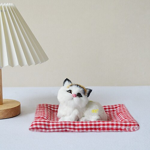 Simulation süße Katze macht Geräusche Puppe niedliche schlafende Plüschkatzen auf Matte gestopfte Dekorationen tolles Geschenk Weihnachtsgeschenk Image