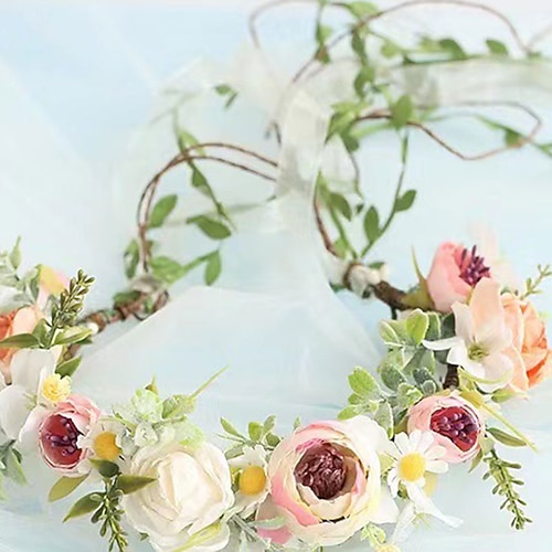 Boho Haarschmuck Wald Hochzeit Blumen Stirnband Grün Blumenkrone Kranz Foto Requisite Image