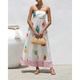 Damen Langes Kleid Maxikleid Baumwoll-Leinen-Kleider Freizeitkleid Mode Outdoor Party Ferien Normale Passform Frucht Kurzarm Spaghettiträger Weiß Sommer