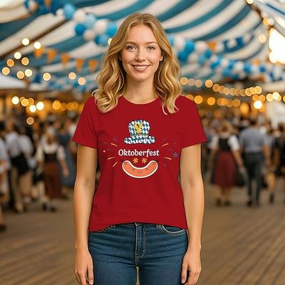 Oktoberfest Bier T-Shirt Bayerisch München Deutsch Grafik Für Damen Erwachsene Oktoberfestbier Heißprägen Alltagstauglich Image