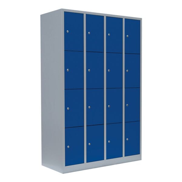 Lüllmann Schließfachschrank - 4 Abteile - 16 Fächer grau