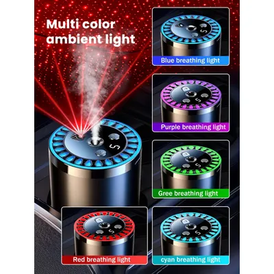 Rechargeable car aroma diffuser colorful ambient light romantic starry sky light portable essential oil diffuser bedroom gift