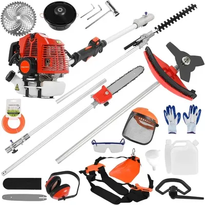 52CC 2-Cycle Gas Weed Wacker, 5 in 1 Gas Weed Eater, 2025 Upgraded Weed Eater Gas Powered, 9500rpm