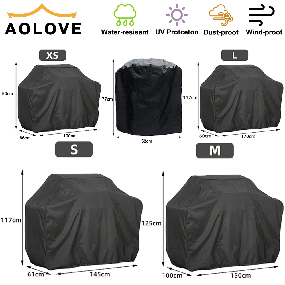 190T/210D BBQ Grill Copertura per barbecue Anti-polvere Impermeabile Weber Copertura per barbecue Copertura protettiva per barbecue antipioggia per esterni