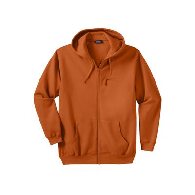 Men's Big & Tall Fleece Zip-Front Hoodie by KingSize in Burnt Orange (Size 5XL) Fleece Jacket