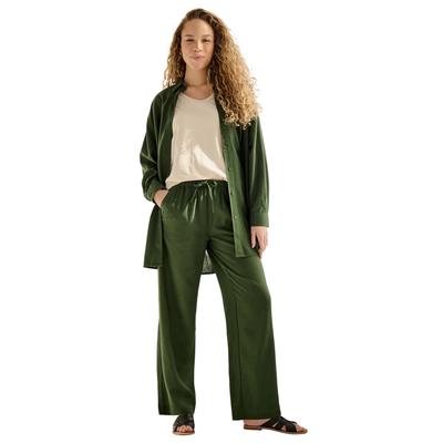 Plus Size Women's Linen-Blend Drawstring Pants by ellos in Midnight Green (Size 20)