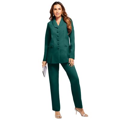 Plus Size Women's Ten Button Pant Suit by Roaman's in Emerald Green (Size 30 W)