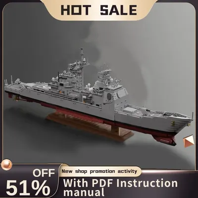 Neue 3742Pcs Moc Militär Waffe Ticonderoga Cruiser Modell Bausteine Technologie Diy Montage Kinder Image