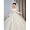 2024 neues Satin Brautkleid für Braut Ballkleider elegante Retro lang ärmel ige einfache boden lange benutzer definierte machen Pluse Größe