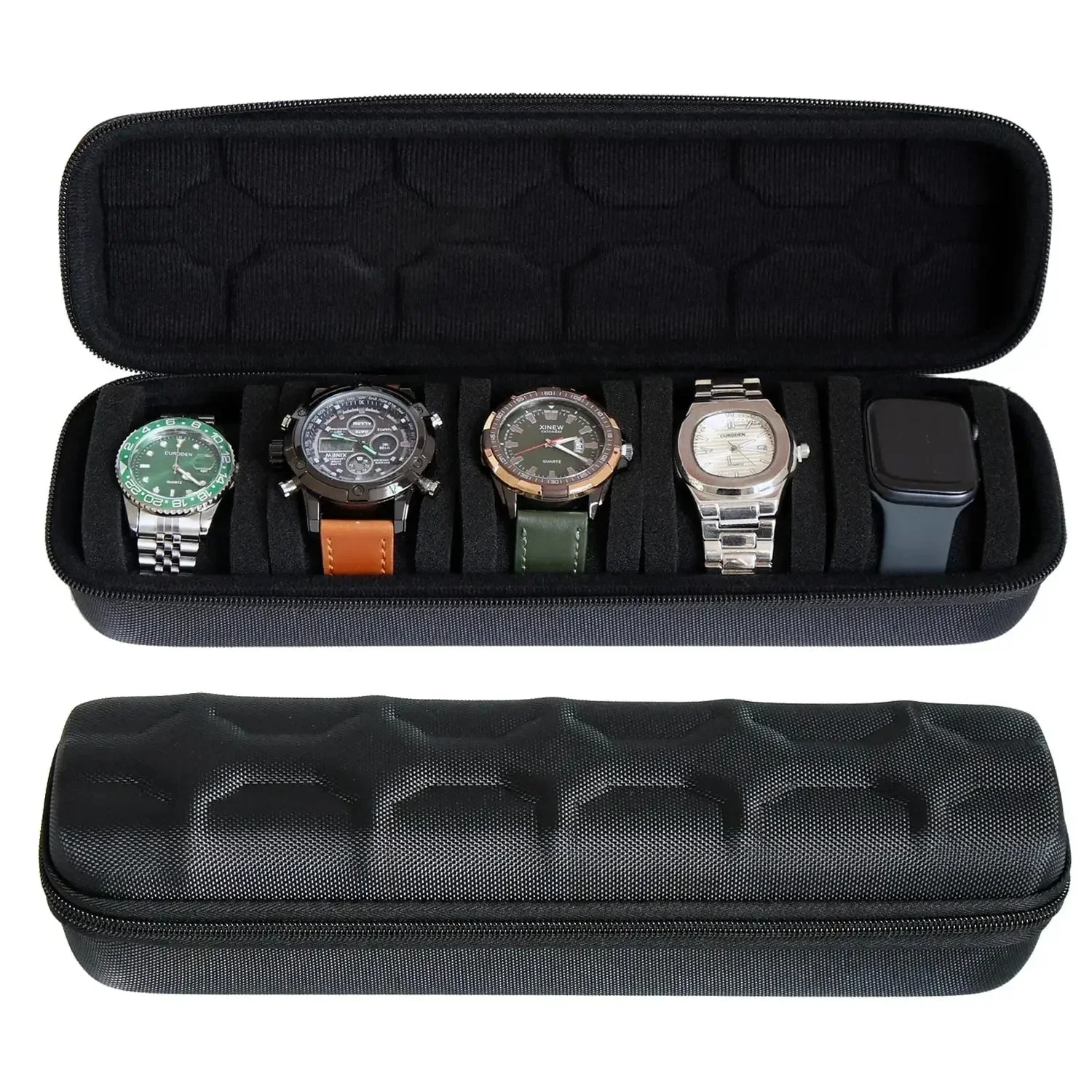 Reiseetui, tragbare Aufbewahrungsbox für einzelne Uhren, stoßfest, für Armbanduhren, Smartwatch, 1/2/3/4/5/6/8/10/15 Steckplätze Image