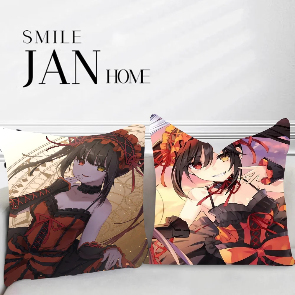 Niedlicher Kurumi Tokisaki Bürokissen-Kissenbezug, Auto-Kissenbezug, 45 x 45 cm, Lendenkissenbezug, Sofa-Kissenbezug Image