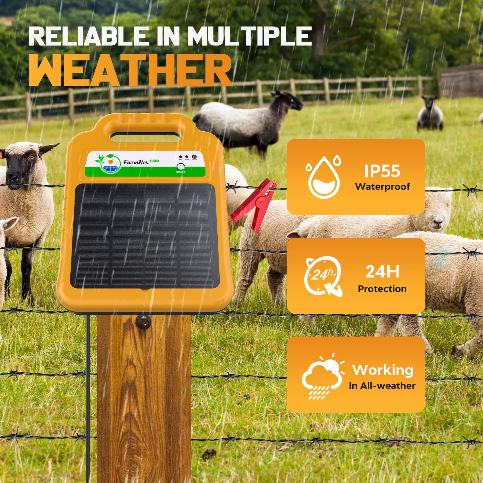 10Mile 8KV Elektrozaun für Tiere Zaun Energizer Ladegerät Hochspannungsimpulsregler Geflügelfarm Elektrozaun Host Image