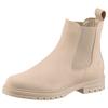 Chelseaboots TAMARIS, Damen, Gr. 40, beige (natur), Nubukleder, klassisch, Schuhe, Blockabsatz, Businessschuh, Schlupfboots, Stiefelette, Logoprägung