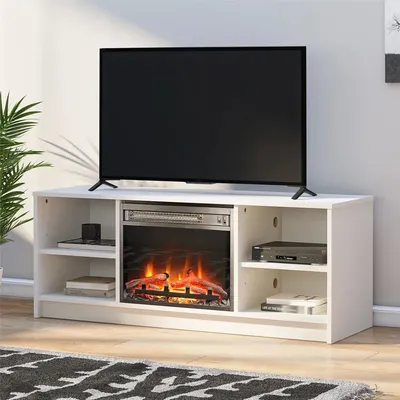Fireplace TV Stand, for TVs up to 55", White