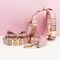 Pink Plaid Dog Collar And Leash Set For Dogs Custom Engraved Nameplate Pet Supplies Dog Leash