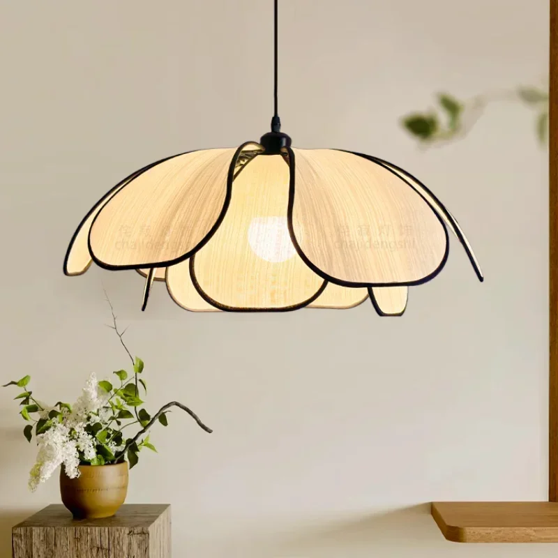 Lampes suspendues LED E27 Nordic Petal, luminaires de plafond modernes Wabi Sabi, lampe suspendue en forme de fleur pour chambre à coucher, luminaires de bar, lampes suspendues LED