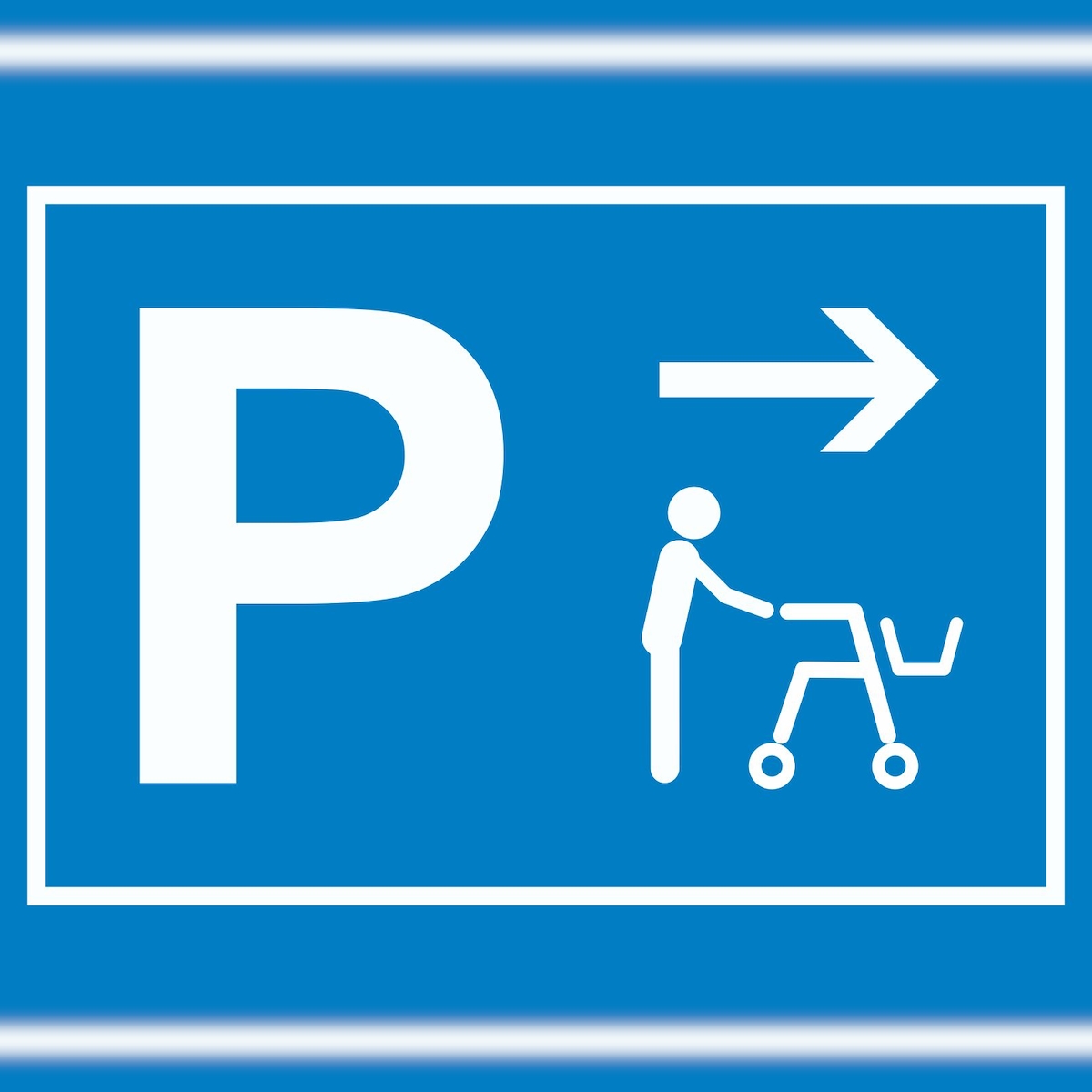 HB-Druck Rollator Gehwagen Parkplatz Schild mit Richtungspfeil rechts waagerecht A6 (105x148mm) Image