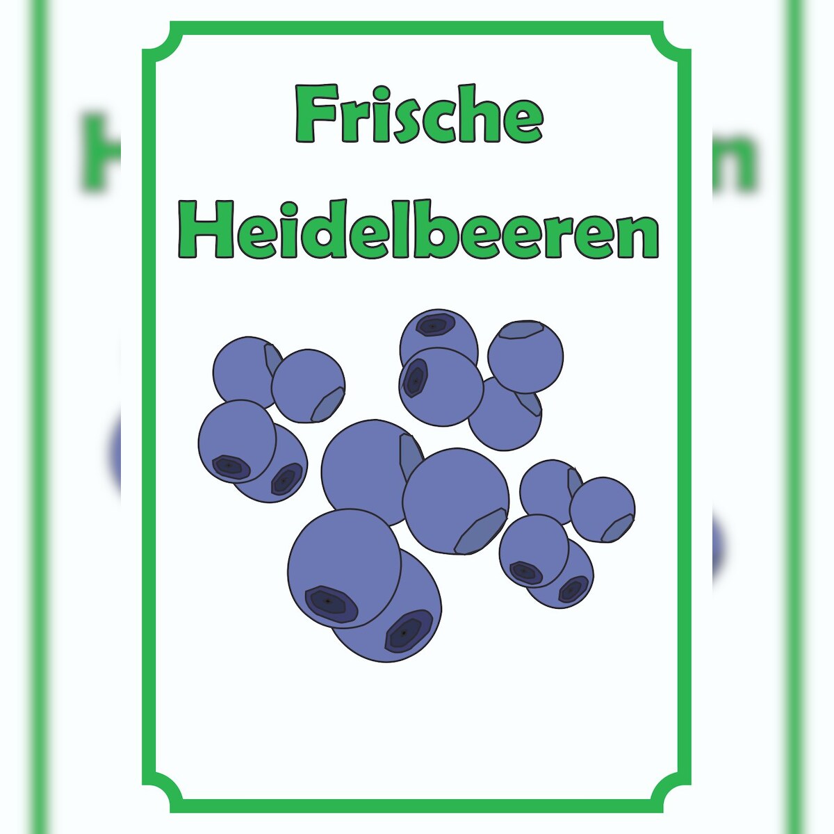 HB-Druck Frische Heidelbeeren Schild Hochkant A2 Rückseite selbstklebend Image