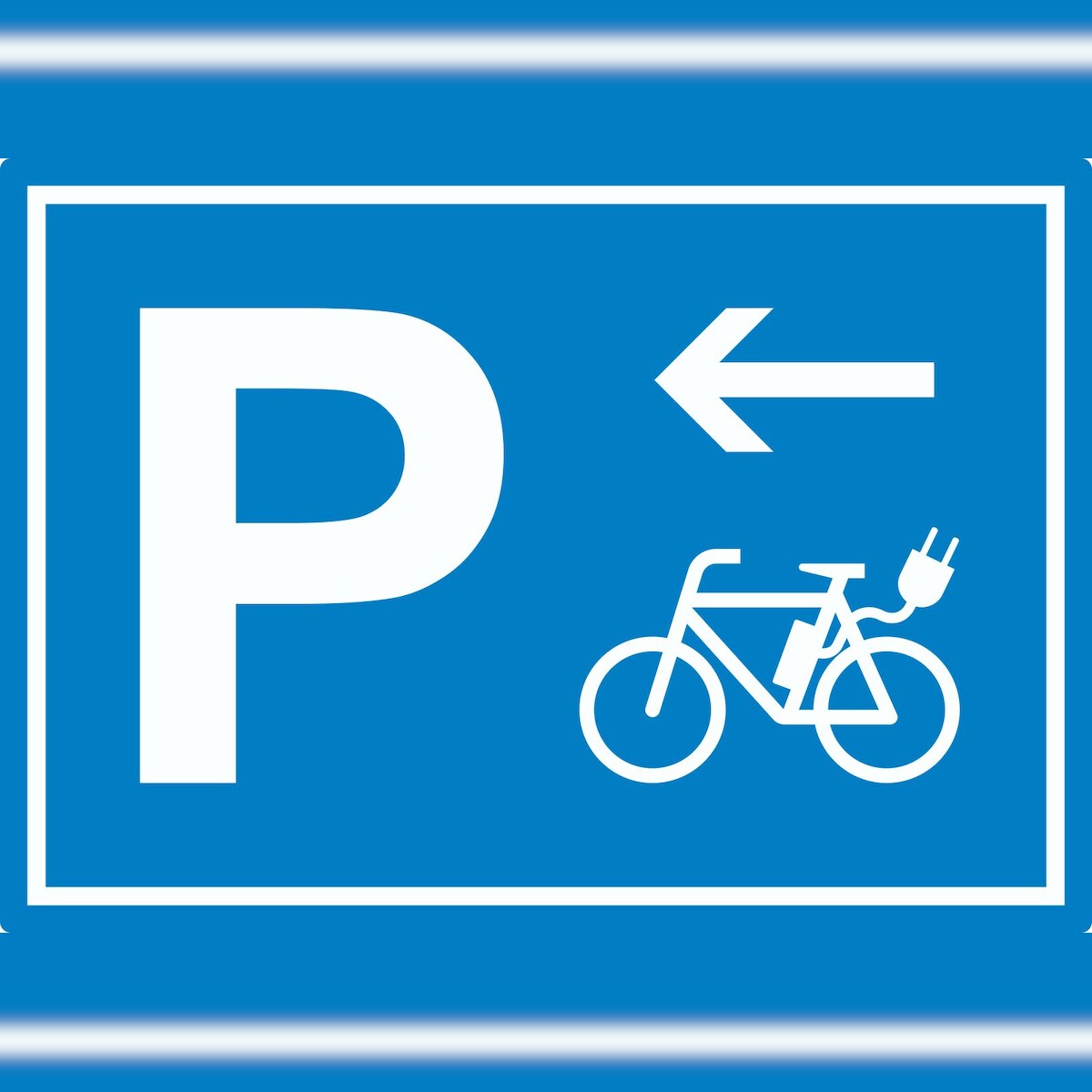 HB-Druck E-Bike Elektrorad Parkplatz mit Richtungspfeil links Aufkleber waagerecht A1 (594x841mm) Image