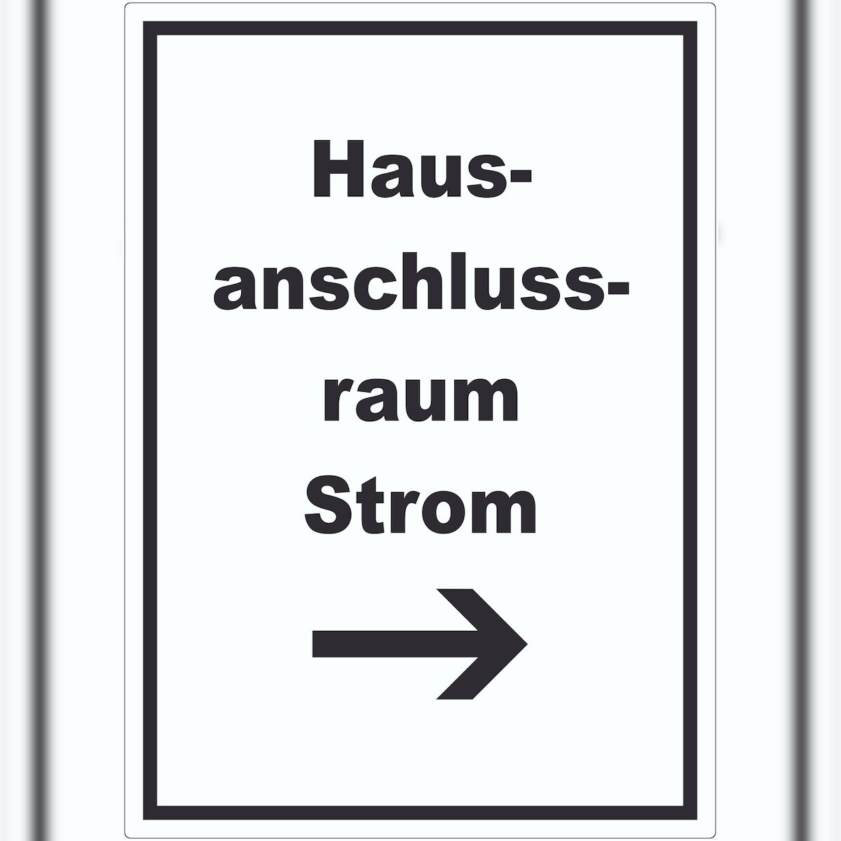 HB-Druck Hausanschlussraum Strom Aufkleber mit Text und Richtungspfeil rechts HAR hochkant A9 (37x52mm) Image