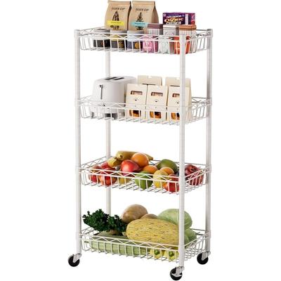 Wire Shelving Unit with Wheels Basket Basket Storage Rack Corner Shelf Adjustable Shelf