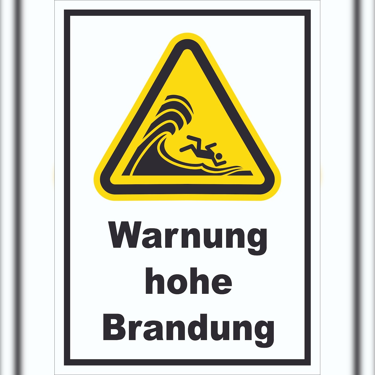 HB-Druck Schild Warnung hohe Brandung A6 Rückseite selbstklebend Image