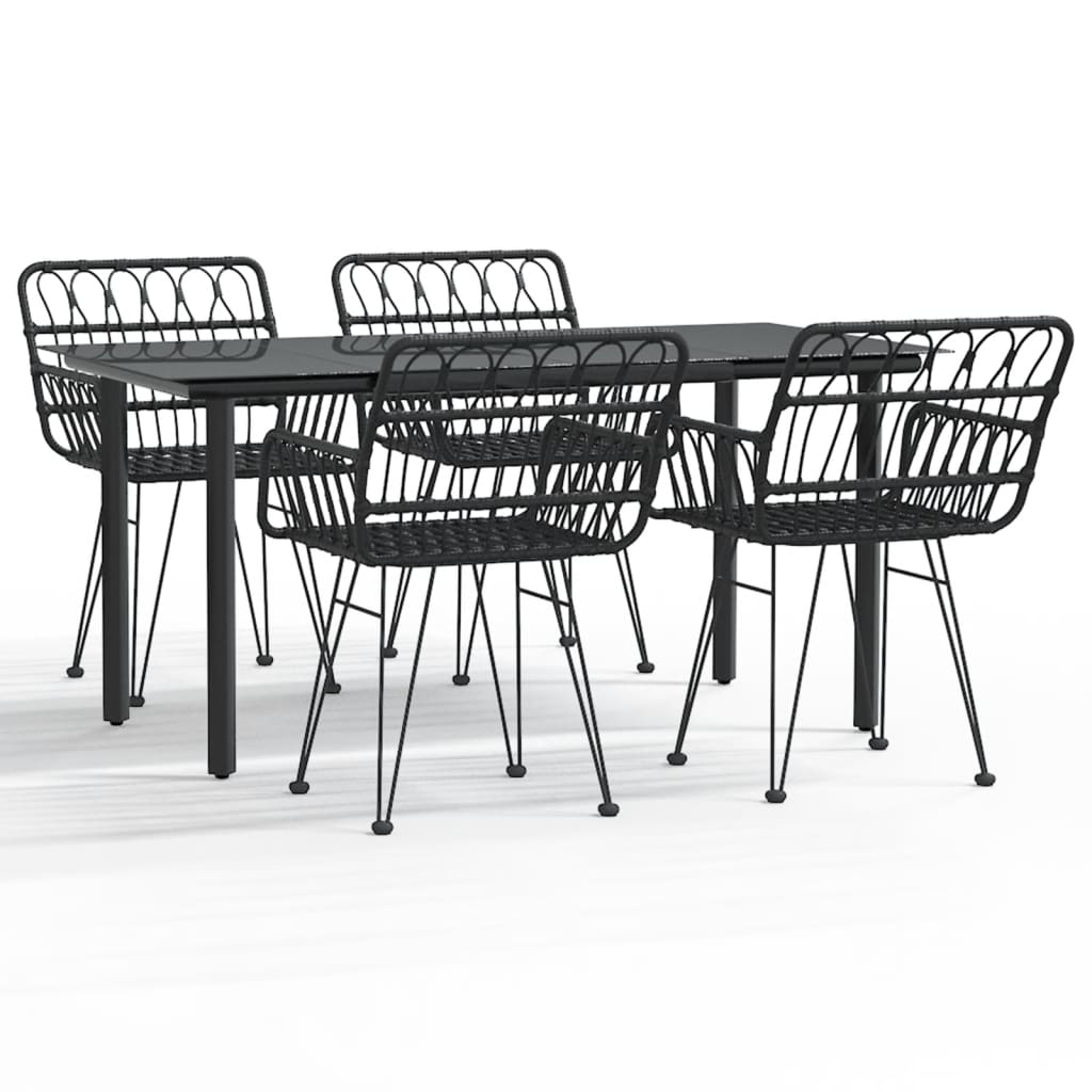 vidaXL 5-tlg. Garten-Essgruppe Schwarz Poly Rattan Image