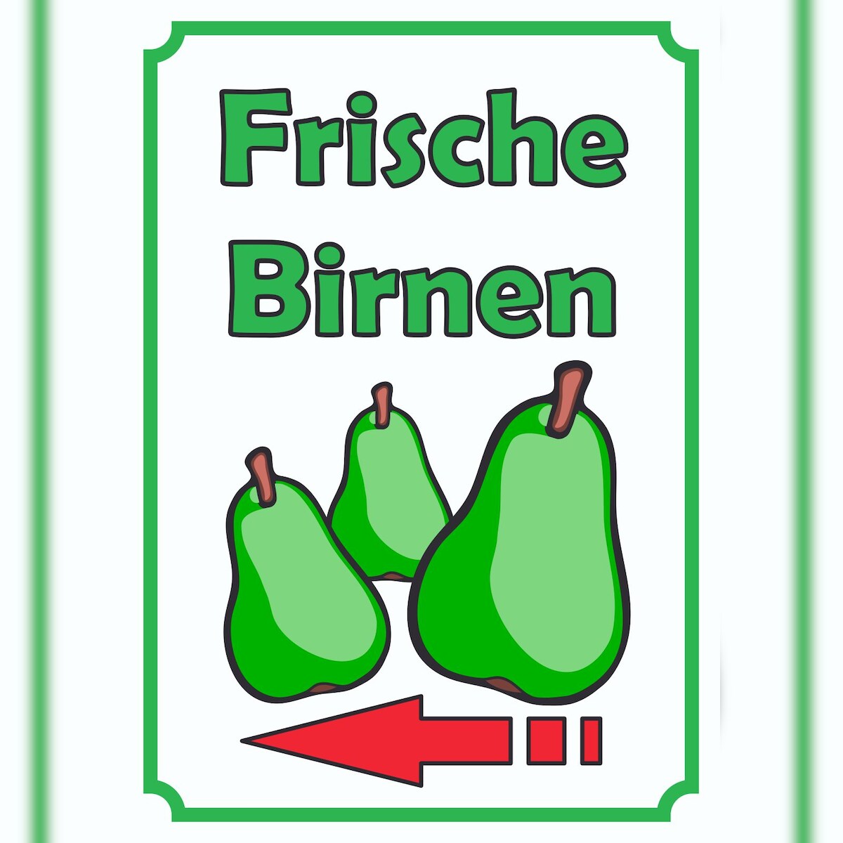 HB-Druck Frische Birnen Schild Hochkant mit Pfeil links A6 (105x148mm) Image