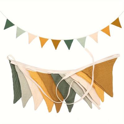 TEMU Boho-chic Triangular Bunting Flags - No Feathers, , Durable Fabric, Cloud & Moon Design For Christmas Halloween Party Decor, Indoor/outdoor Use, Halloween Decorations Image