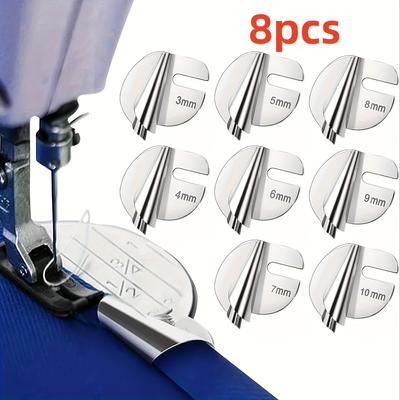 TEMU A Set Of 8 Universal Sewing Rolled Hem Feet, Featuring 8 Different Sizes Of Wide Hem Presser Feet, Suitable For Sewing Machines, Including Home And Industrial Models. Image