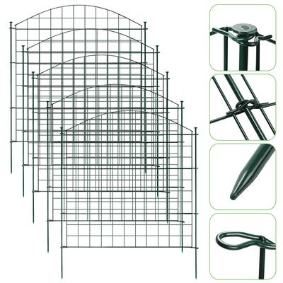 TEMU 5-15 Pieces Metal Garden Fence Panels With Posts, Flexible And Expandable Fence, Green, Includes Corner//arch Sections For Pet Enclosures Image