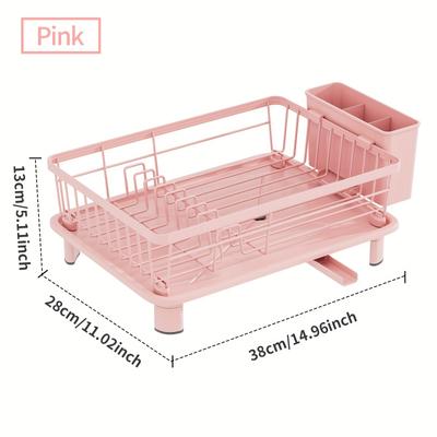 TEMU 1pc Dish Drying Rack, Space-saving Dish Rack, Dish Racks For Kitchen Counter,anti-rusty Dish Drainer With Utensil Holder And Knife Slots, For Kitchen Counter And Cabinet,kitchen Accessorie Image