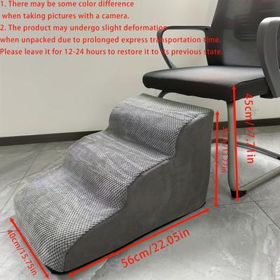 TEMU 1pc Suitable For High Beds And Sofas Curved Dog Ladder, Multiple Step , Washable Non-slip Foam Climbing Stairs For Small Dogs And Cats Image