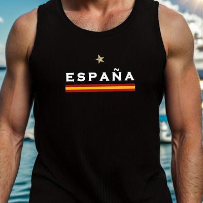 TEMU Spain Men's Sleeveless Vest - Lightweight Breathable Summer Casual Wear, Regular Fit Round Neck, Machine Washable For Beach & Outdoor Activities, Beach Strapless Top, Smooth Texture Fabric Image