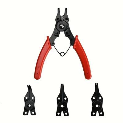 TEMU 4-in-1 Circlip Pliers Set Snap Ring Pliers Multi Crimp Removable Plier Head Retaining Circlip Pliers Hand Tools Multifunctional Image