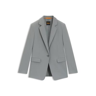 Longblazer BOSS ORANGE "Jabla Premium Damenmode", Damen, Gr. 46, blau (turquoise, aqua 440), Web, Obermaterial: 87% Polyester, 13% Elasthan, unifarben, casual, Langarm, Blazer, mit 1-Knopf-Verschluss Image