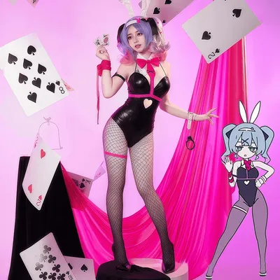 Anime Miku Kaninchen Loch Cosplay Kostüm Erwachsene Frauen Bunny Girl Sexy Nette Uniform Halloween Image