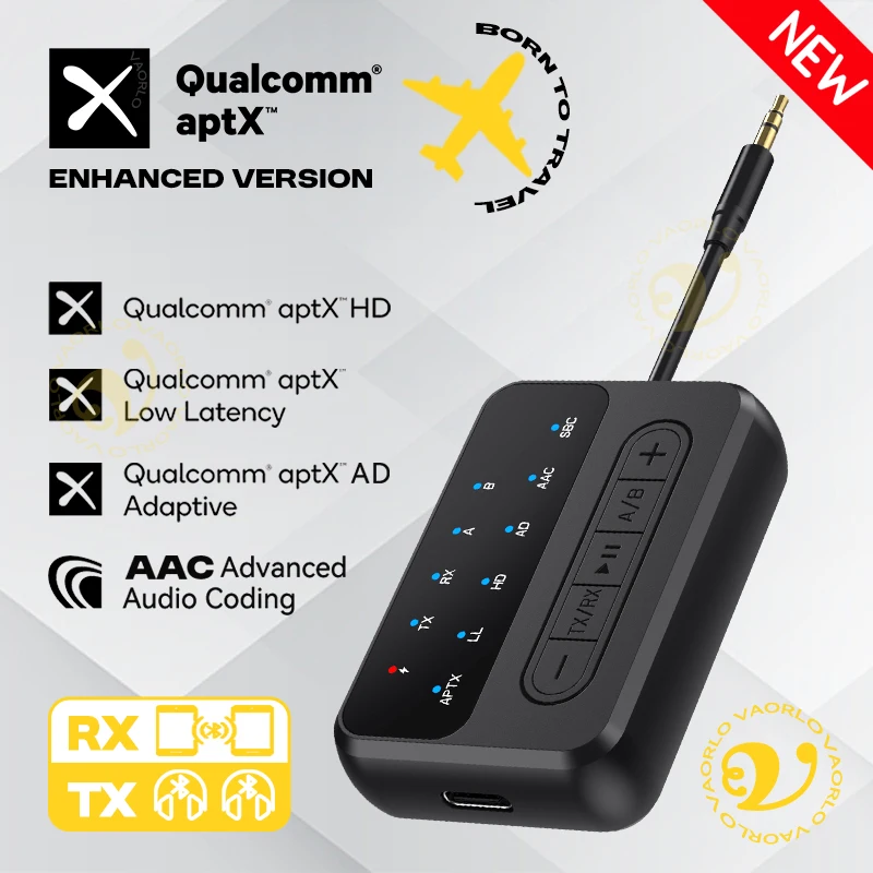 2-in-1 aptX-Adaptive AD/HD/LL AAC Bluetooth Audio Sender Empfänger 3,5 MM AUX HiFi Musik Multipoint Flugzeug Wireless Adapter Image
