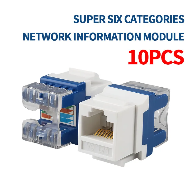 10 Stück CAT6A RJ45-Netzwerkmodul-Buchse, werkzeugloses Design, 10 Gigabit-Geschwindigkeit, ideal für Heim- und Büronetzwerke Image