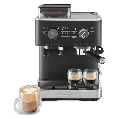 KITCHENAID Espressomaschine "5KES6551EBK", schwarz (gusseisen schwarz), B:33,5cm H:39,5cm T:28,11cm, Kaffeemaschinen, Siebträger mit Mühle